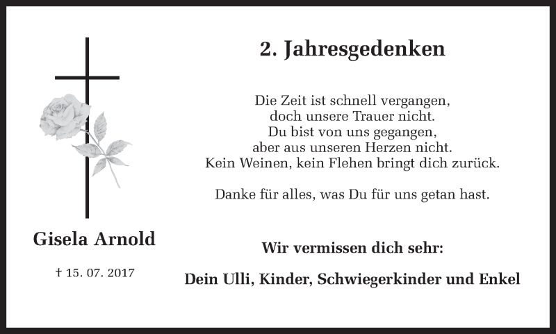  Traueranzeige für Gisela Arnold vom 15.07.2019 aus Ruhr Nachrichten