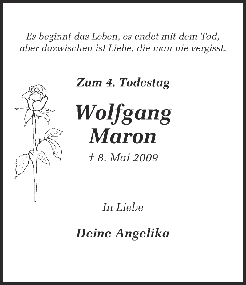  Traueranzeige für Wolfgang Maron vom 08.05.2013 aus Ruhr Nachrichten