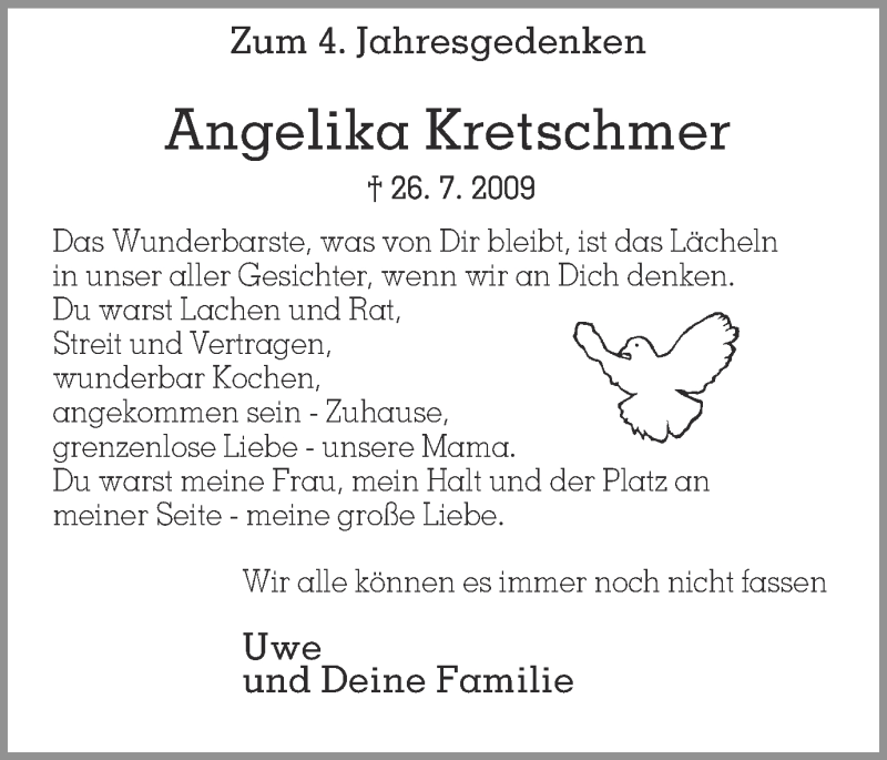  Traueranzeige für Angelika Kretschmer vom 26.07.2013 aus Ruhr Nachrichten