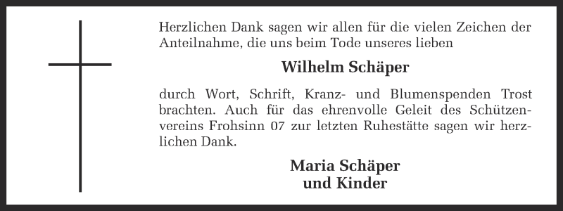  Traueranzeige für Wilhelm Schäper vom 25.04.2015 aus Ruhr Nachrichten