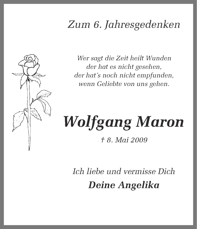  Traueranzeige für Wolfgang Maron vom 08.05.2015 aus Ruhr Nachrichten