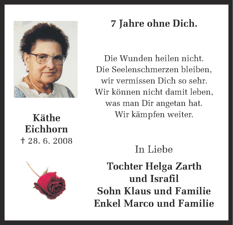  Traueranzeige für Käthe Eichhorn vom 27.06.2015 aus Ruhr Nachrichten