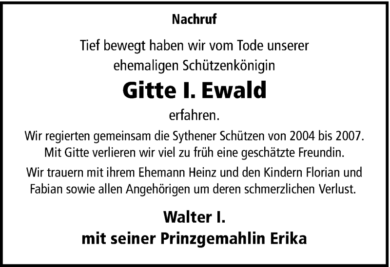  Traueranzeige für Brigitte Ewald vom 18.05.2017 aus Ruhr Nachrichten und Halterner Zeitung