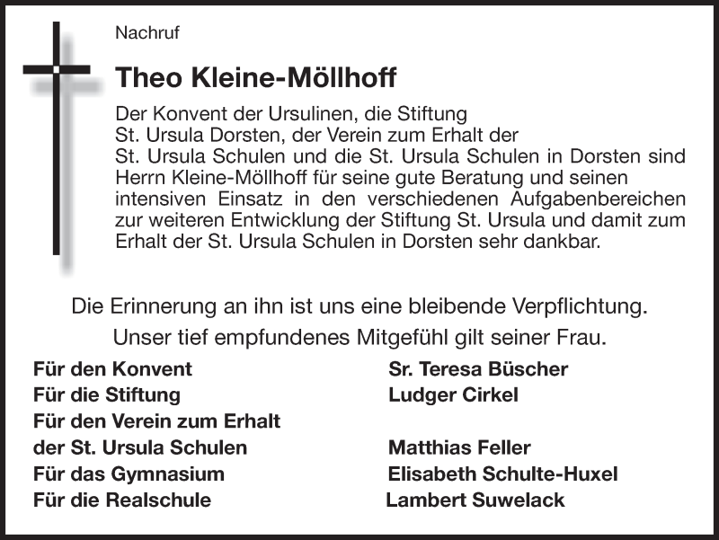  Traueranzeige für Theo Kleine-Möllhoff vom 18.08.2017 aus Ruhr Nachrichten und Dorstener Zeitung