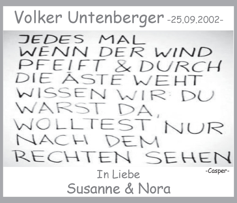  Traueranzeige für Volker Untenberger vom 25.09.2017 aus Ruhr Nachrichten