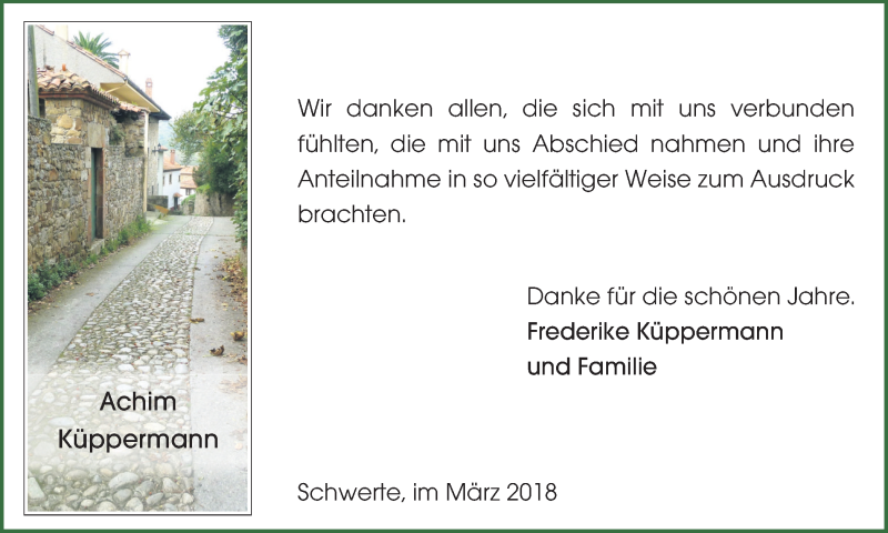  Traueranzeige für Achim Küppermann vom 24.03.2018 aus Ruhr Nachrichten