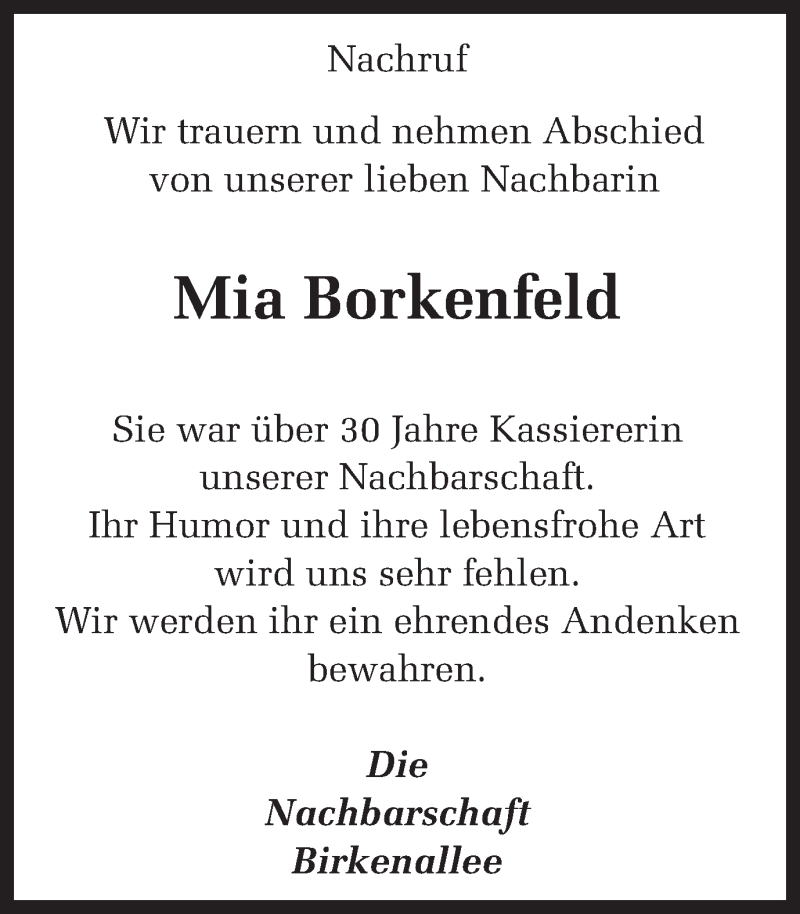  Traueranzeige für Mia Borkenfeld vom 05.05.2018 aus Ruhr Nachrichten und Dorstener Zeitung