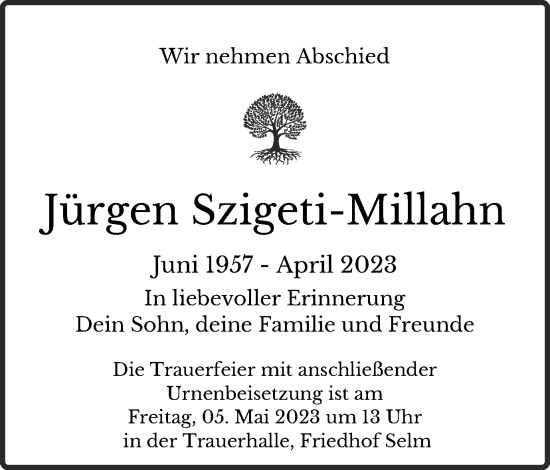 Traueranzeige von Jürgen Szigeti-Millahn von Ruhr Nachrichten