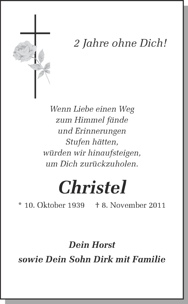  Traueranzeige für Christel Stach vom 08.11.2013 aus Ruhr Nachrichten