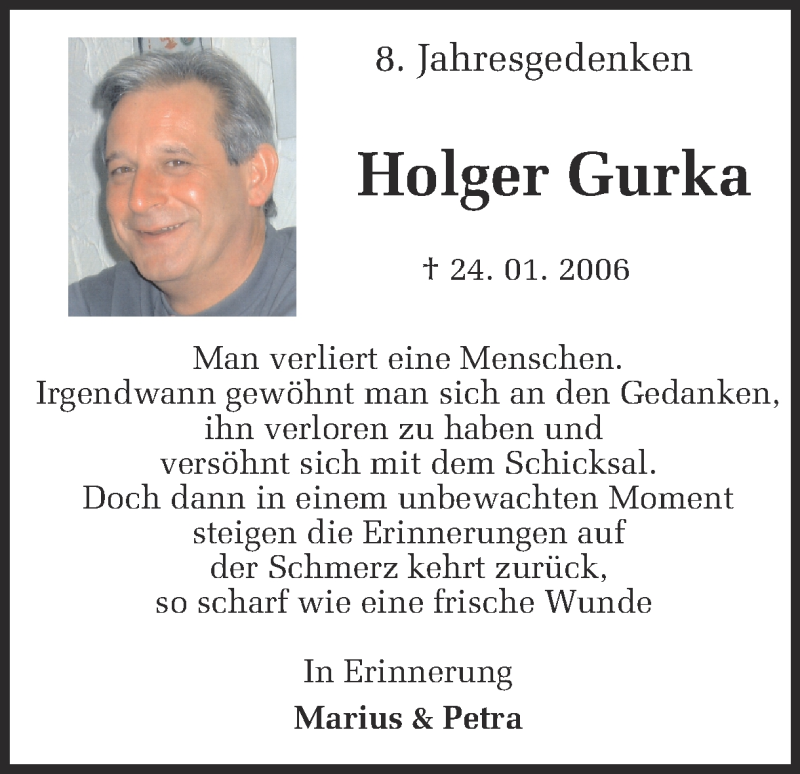 Traueranzeige für Holger Gurka vom 24.01.2014 aus Ruhr Nachrichten