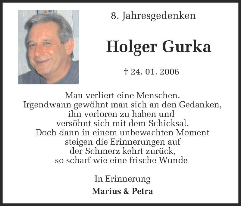  Traueranzeige für Holger Gurka vom 24.01.2014 aus Ruhr Nachrichten