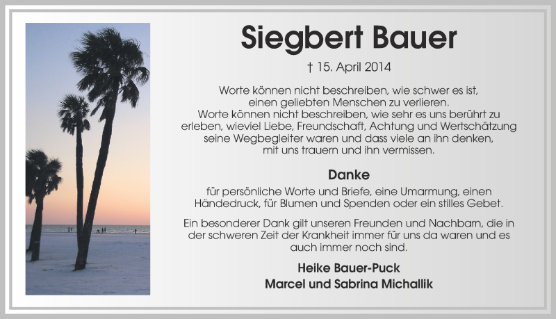  Traueranzeige für Siegbert Bauer vom 05.07.2014 aus Ruhr Nachrichten