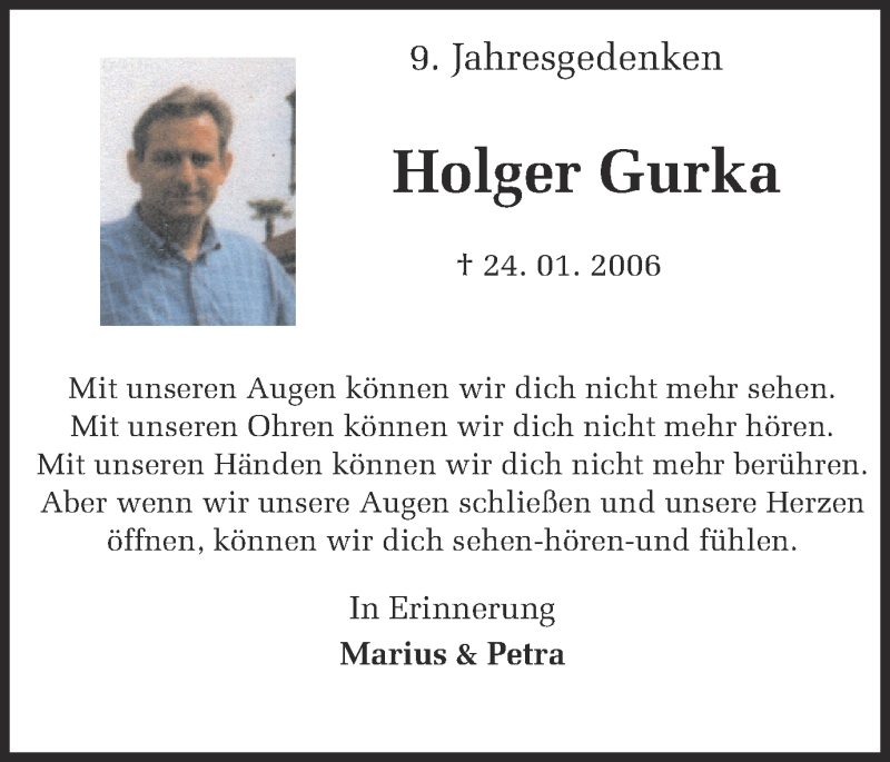  Traueranzeige für Holger Gurka vom 26.01.2015 aus Ruhr Nachrichten