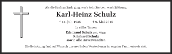 Traueranzeige von Karl-Heinz Schulz von Ruhr Nachrichten