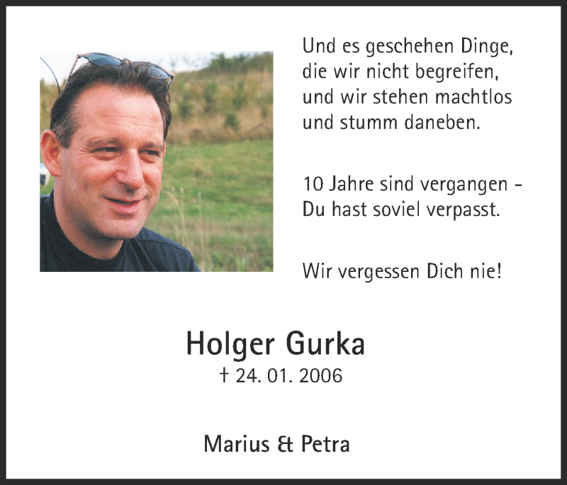  Traueranzeige für Holger Gurka vom 25.01.2016 aus Ruhr Nachrichten