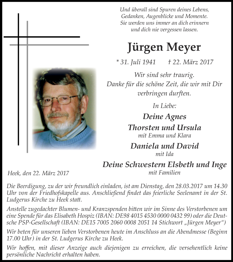 Traueranzeige für Jürgen Meyer vom 25.03.2017 aus Münstersche Zeitung und Münsterland Zeitung