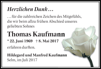 Traueranzeige von Thomas Kaufmann von Ruhr Nachrichten