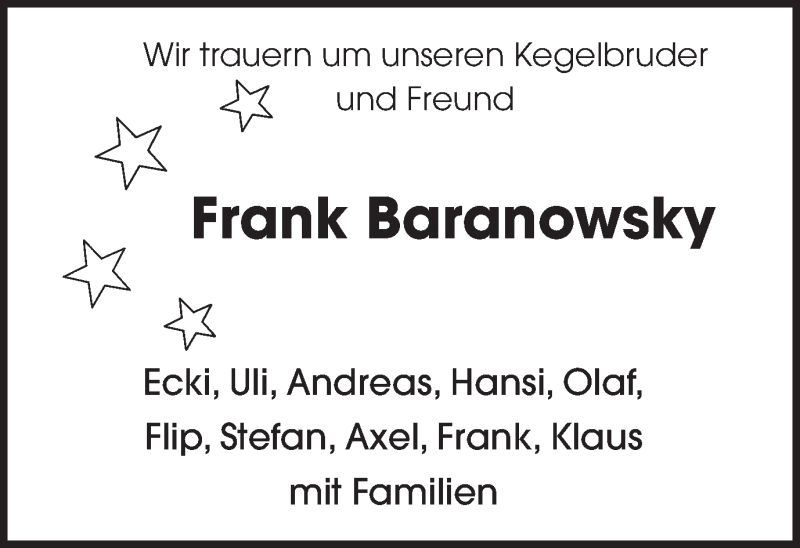  Traueranzeige für Frank Baranowsky vom 16.03.2019 aus Ruhr Nachrichten und Halterner Zeitung